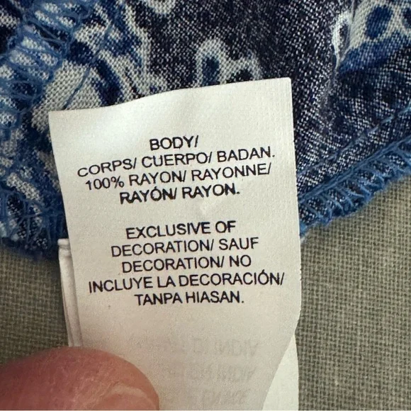 NWT LUCKY BRAND Indigo Floral Maxi Dress Boho Tassel Beach Dress Cover Up Size S - Picture 13 of 16